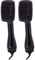 REVLON -Step Hair Dryer and Styler,All-in- Hair Brush Straightener for Salon-Quality Smooth & Straight Styles,Black,(Pack of 2)