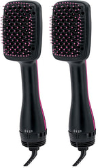 REVLON -Step Hair Dryer and Styler,All-in- Hair Brush Straightener for Salon-Quality Smooth & Straight Styles,Black,(Pack of 2)