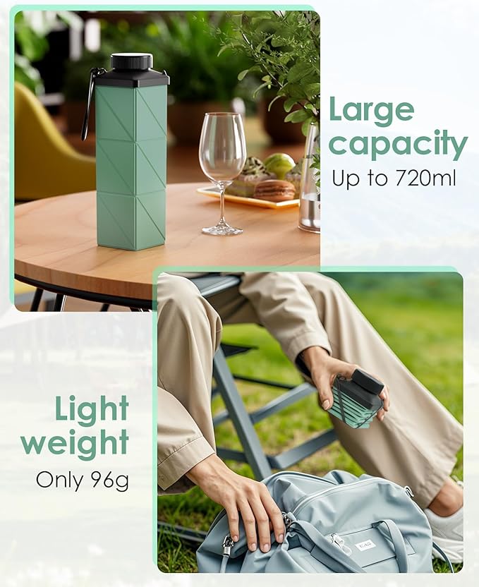 Collapsible Water Bottle, 2nd Generation Leakproof BPA-Free Travel 24.3oz - Image 2