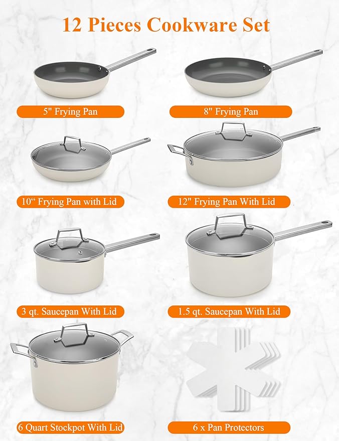 ChefRobot Nonstick Ceramic Cookware Set Healthy Pots And Pans Set Induction - Image 2
