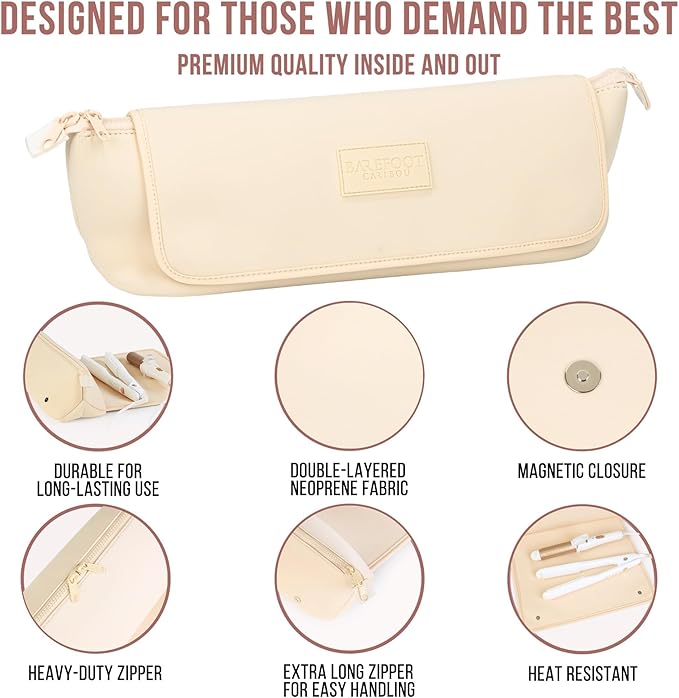 BAREFOOT CARIBOU Hair Tools Travel Bag and Heat Resistant Mat for Flat Irons, Straighteners, Curling Iron, and Haircare Accessories, 2-in-1 design, with Interior Pockets, Portable Organizer
