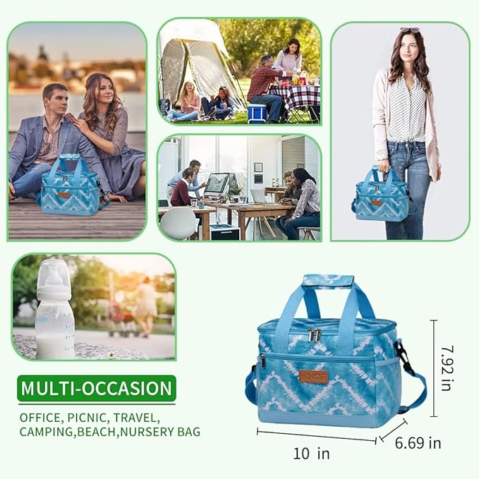 iknoe Large Foldable Cooler Bag, 8.5L Insulated Lunch Bag, Leakproof Lunch - Image 4