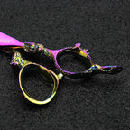 5.5/6 /7 Inch Purple Dragon Knight Professional Japanese Hair Scissors Barber Scissors Set (6 inch 2pc-A)