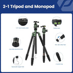Fotopro 68" Camera Tripod for DSLR, Heavy Duty Compact Travel Tripod - Image 4