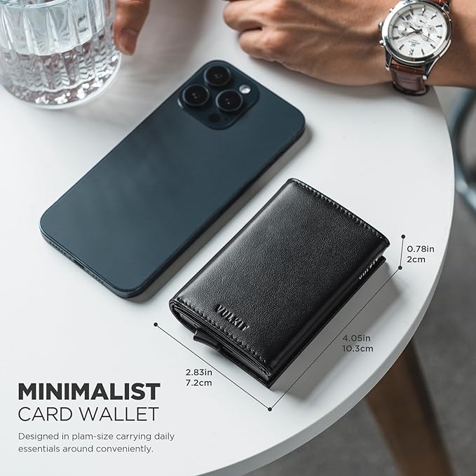 VULKIT Pop up Card Wallet Minimalist Cash Wallets RFID Blocking Leather Smart - Image 7