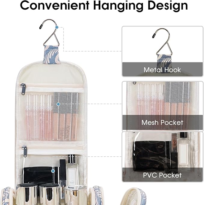 Narwey Hanging Toiletry Bag for Women Travel Makeup Bag Organizer Toiletries - Image 4