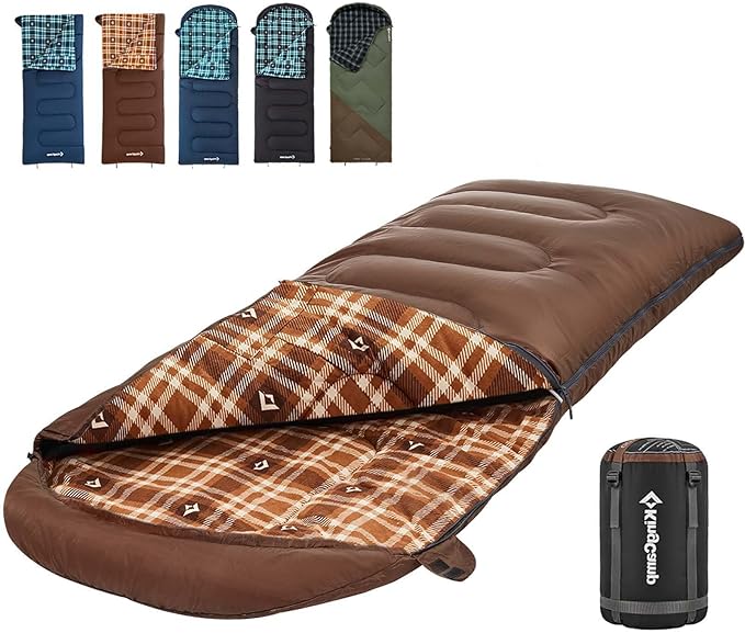 KingCamp Sleeping Bag for Adults, Cold Weather & Warm XL Big and Tall Flannel by KingCamp