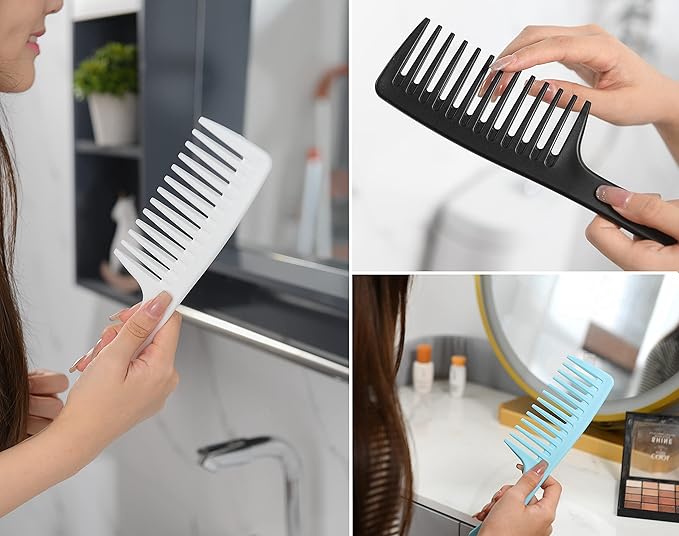 Wide Tooth comb, Large Detangling Comb for Women and Men, Durable Styling Brush for Curly, Long, Wet Hair Types - Professional Hair Care.