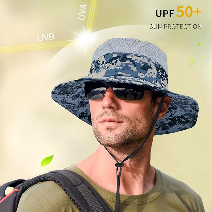 Sun Hats for Men Women Fishing Hat UPF 50+ Breathable Wide Brim Summer UV - Image 6