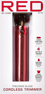 Red by Kiss Hair Trimmer for Men Precision Blade Cordless Trimmer Mens Grooming Kit (Red)