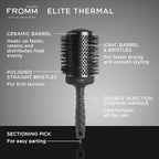Fromm Elite Thermal Ceramic x Ionic 2.5" Round Brush for Expert Blowouts and Faster Hair Drying | Roller Hairbrush for Anti-static Styling, Smoothing, Straightening and Shine