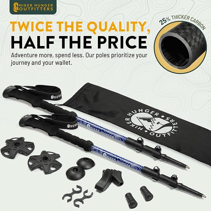 100% Carbon Fiber Trekking Poles by USA Brand - Image 2