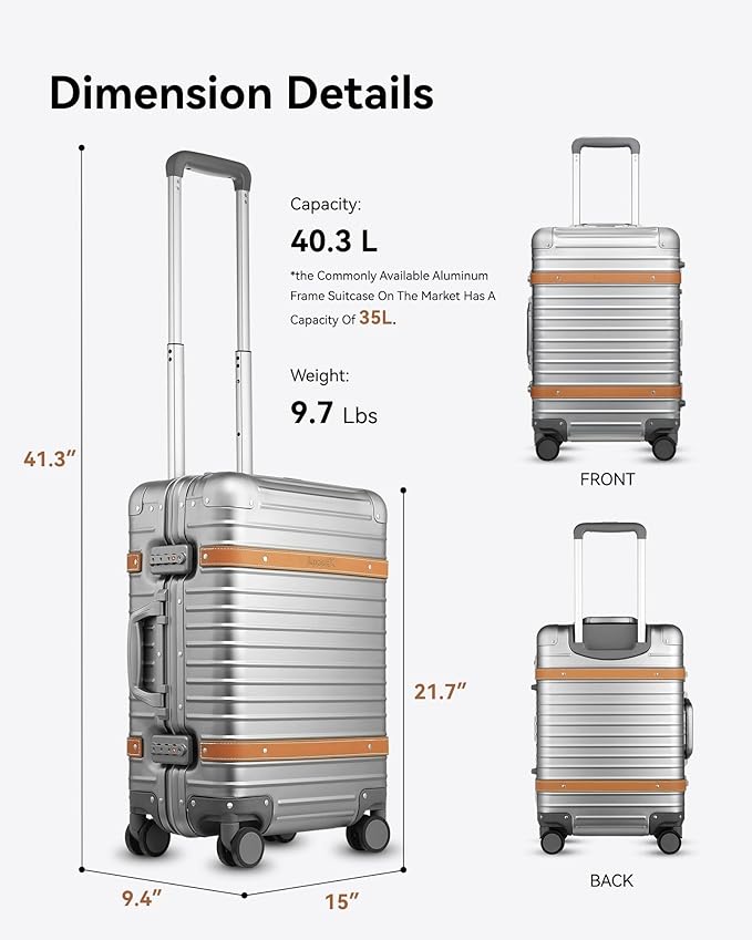 LUGGEX All Aluminum Carry On Luggage - Image 9