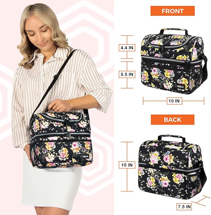 OPUX Lunch Box For Women, Insulated Large Lunch Bag Adult Work, Double Decker - Image 3