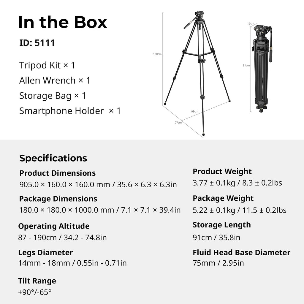 75" Carbon Fiber Tripod