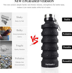 Nefeeko Collapsible Water Bottle, Reuseable BPA Free Silicone Foldable Water - Image 2
