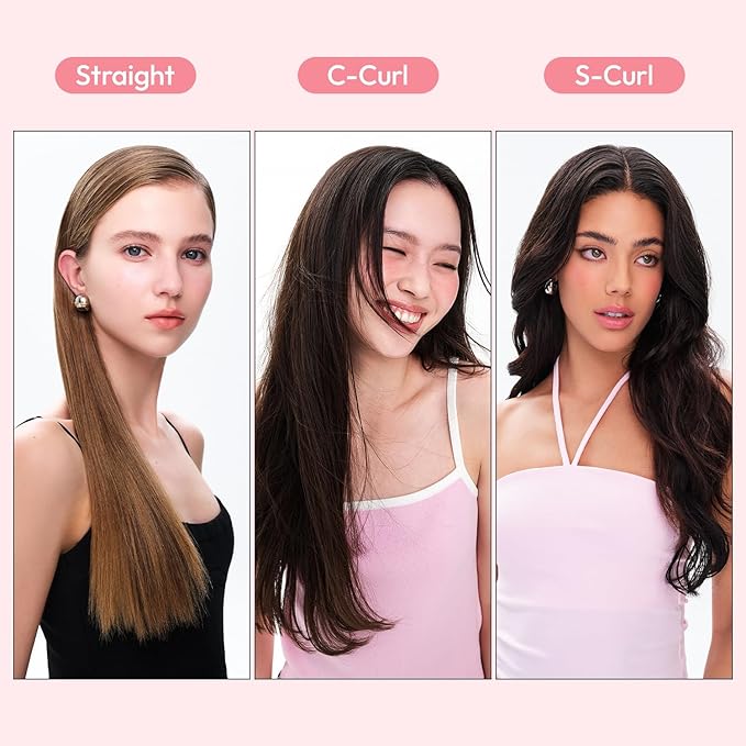 VODANA Professional Softbar Flat Iron - Ceramic Straightener with Patented Silicone Bar, Smooth & Quick Styling, Healthy Hair Solution, Dual Voltage for Worldwide Use (1.5 inch, Milk Tea Rose)