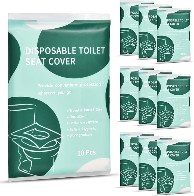 90 Pcs Disposable Flushable Paper Toilet Seat Covers Travel Supplies Essentials by KISEER