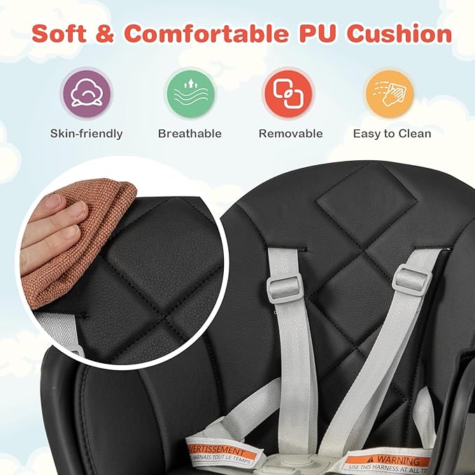 HONEY JOY Baby High Chair, 6 In 1 Convertible Wooden Highchair - Image 6