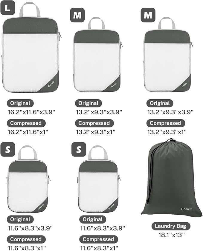 Compression Packing Cubes, Gonex Extensible Storage Mesh Bags Organizers - Image 3