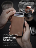 LORZOR Wallet for Men with Metal Card Holder, Pop Up Wallet, Finest Full Grain - Image 4