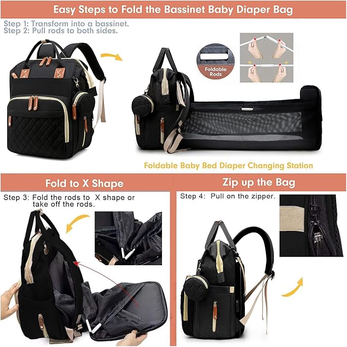 Diaper Bag with Changing Station, Waterproof 3 in 1 Baby Diaper Backpack with - Image 7