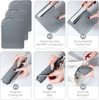 Flat Iron Heat Resistant Silicone Mat for Curling Iron, Hair Straightener Pad, Sleeve, Travel Case and Other Styling Tools, for Counter, 9 x 6.5 in, Gray