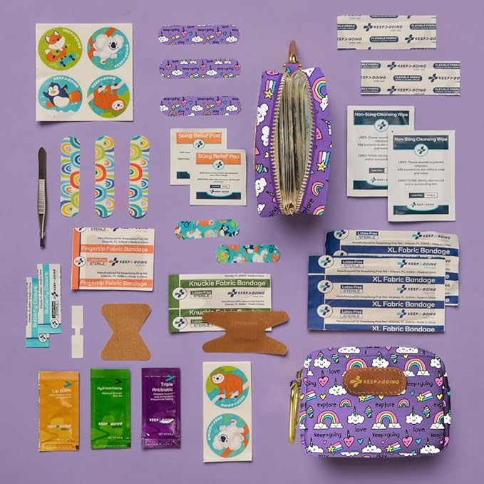 KeepGoing Small Travel First Aid Kit Kids – 60 Pc. Mini First Aid Kit - Image 2