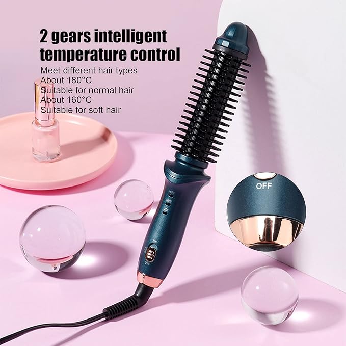Ejoyous 2 in 1 Curling Brush, Dual Purpose Curling Brush, Anti Scalding Design, Green, Small