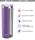 koodee 20 oz Skinny Tumbler Stainless Steel Double Wall Insulated Water Tumbler - Image 7