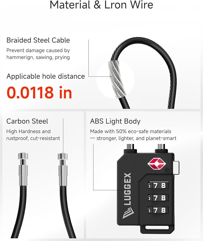 LUGGEX TSA Locks for Luggage, Suitcase Locks TSA Approved, Luggage Locks - Image 7
