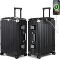 Krute Checked Aluminum Frame Suitcase 24 Inch Zipperless Luggages Hardside PC by Krute