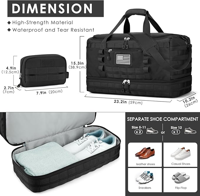 ETRONIK Travel Bag for Men Women, Gym Bag & Tactical Duffle Bags for Travel - Image 4