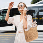 Peicees Crochet Beach Bag For Women Summer Tote Bag Boho Shoulder Bag - Image 6
