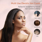 Terviiix Electric Hot Comb for Lace Front Wigs, Pressing Combs for Black Women Hair, Anti-Scald Straightening Comb with Keratin & Argan Oil Infused Teeth, Temperatures Adjustable, 60 Min Auto Shut Off
