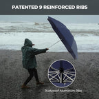 Compact Inverted Travel Umbrella, Automatic Open Close, 9-Rib 46 Inch Windproof - Image 3