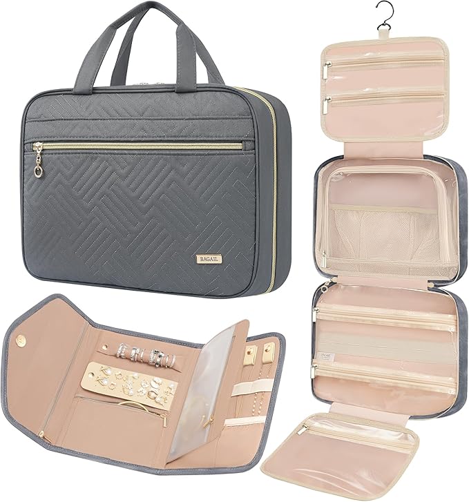 BAGAIL Hanging Toiletry Bag for Women Water-resistant Cosmetic Bag Large by BAGAIL