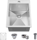 15 x 20 Inch Drop In Kitchen Bar Sink, Small Kitchen Sink Single Bowl Topmount by Kadorer
