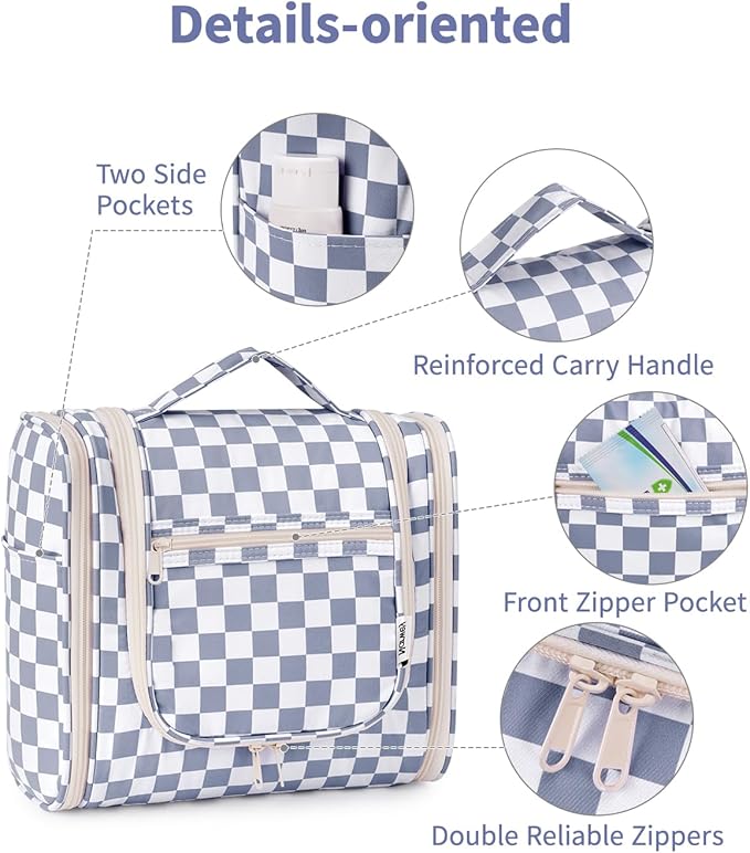 Narwey Checked Hanging Travel Toiletry Bag - Image 6