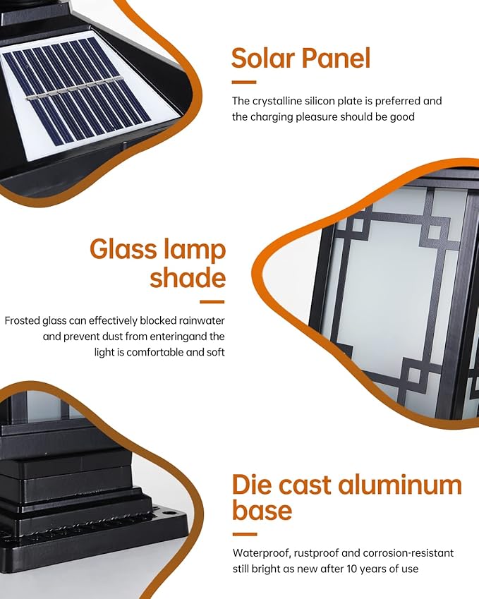 LED Solar Post Light Outdoor, Aluminum Fence Post Cap Lamp Remote Control - Image 2