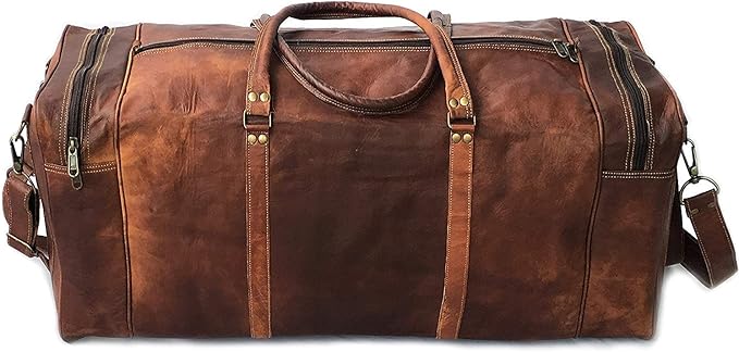 KK's Vintage Leather Duffel Bag, Handcrafted, Stylish & Durable, Genuine - Image 5