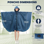 ANYOO Waterproof Rain Poncho Lightweight Reusable Hiking Hooded Coat Jacket - Image 2