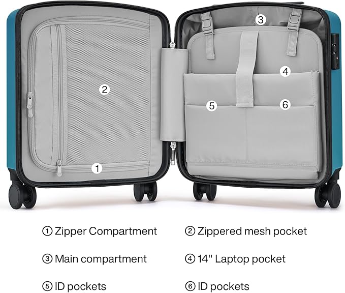 Hanke 16 Inch Underseat Carry On Luggage, Airline-Approved Hard Shell Small - Image 6