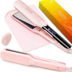 ANGENIL Pro Titanium Flat Iron Hair Straightener 1.75" Wide, Salon Grade Dual Voltage Straightening and Curler 2-in-1 with Heat Resistant Silicone Mat, Adjustable Temp 240°F-470°F, 15s Fast Heating