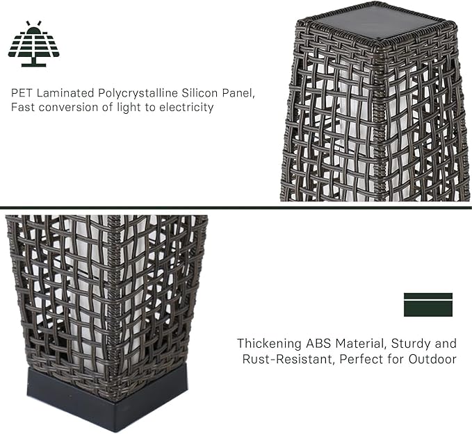 Grand patio Solar Outdoor Floor Lamp Water-Resistant Wicker Deck Lantern Light - Image 5
