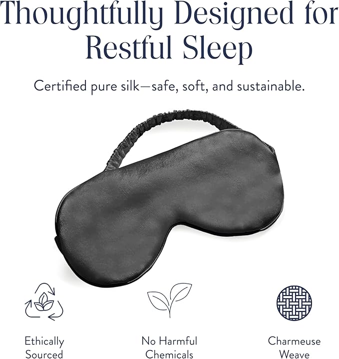 Brooklinen Silk Eye Mask for Sleeping – Carbon Grey, 100% Mulberry Silk Sleep - Image 3