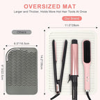 Oversize Silicone Heat Resistant Mat, Professional Hot Hair Tools Mat for Curling Iron, Flat Iron, Hair Straightener, Portable Hot Pad Cover with Velcro for Travel Home Salon(14.2" x 11.0")