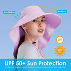 Womens Sun Hat UV Protection, Foldable Waterproof Wide Brim Bucket Hats - Image 3