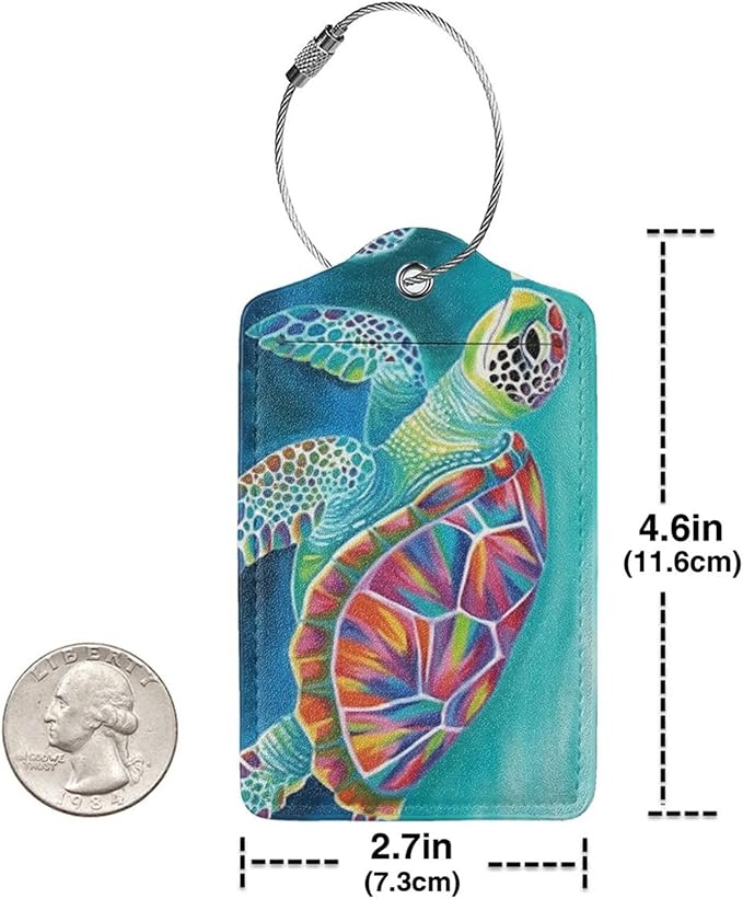 Sea Turtle Leather Luggage Tag - Image 4
