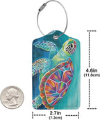 Sea Turtle Leather Luggage Tag - Image 4